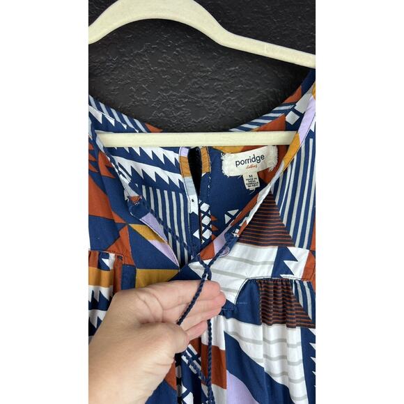 Anthropologie Porridge Ventura Abstract Patchwork Boho Geometric Flowy Blouse - Picture 2 of 10